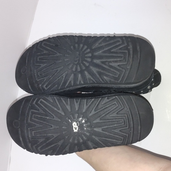 UGG Black Ankle Boots Size 5 with Slouchy Cuff and Studded Details - Picture 6 of 8